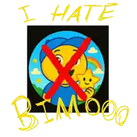a poster that says " i hate bimmoo " with a picture of a bear holding a star