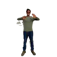 a man is standing in front of a sticker that says no one cares