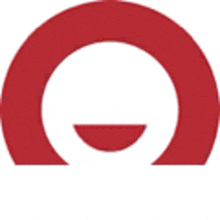 a red circle with a white circle in the middle and a smile on it .
