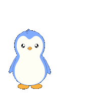 a penguin standing next to a black x and the words like and follow