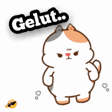a cartoon cat with the word gelut on top of it