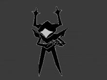 a black and white drawing of a frog holding a gun on a gray background .