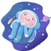 Relaxed Astronaut Floating In Space. Sticker - Alex And Cosmo Falling Sleeping Stickers