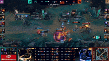 a league of legends game is being played on a large screen