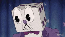 a cartoon character with a cube on his head and a netflix logo on the bottom right