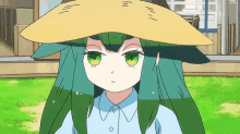 anime utsutsu blush smile straw hat