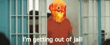 a cartoon of a man in a jail cell with the words " i 'm getting out of jail "