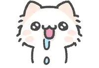 a drawing of a cat with its mouth open and a tear coming out of it 's nose .
