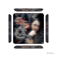 a blurry picture of a woman 's face is surrounded by other images