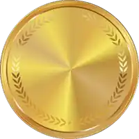 a gold coin has a laurel wreath around it