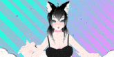a drawing of a girl with cat ears and a choker