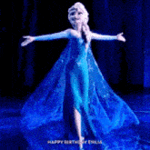 elsa from the movie frozen is dancing in the water .