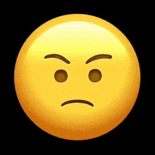 a yellow smiley face with an angry look on it 's face