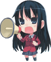 a chibi girl is holding a megaphone in her hand