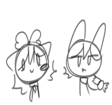 a drawing of a girl with a bow in her hair