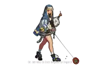 a cartoon of a girl holding a yo-yo with the words on my way to buy hogwarts legacy