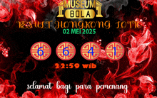 a poster that says museum bola result hong kong lotto