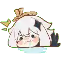 a cartoon of a girl laying on her back with a tear coming out of her nose .