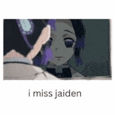 a picture of a girl looking at herself in a mirror with the words i miss jaiden