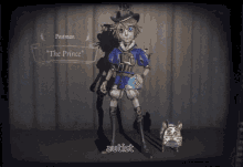 a cartoon character named postman the prince is standing next to a clock