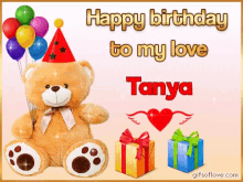 happy birthday tanya happy birthday tanya teddy bear balloons