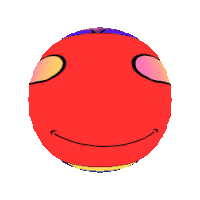a white ball with a blue and red stripe on the side