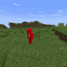 a red person in a minecraft game is standing next to a tree
