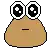a pixel art drawing of a frog with two eyes and a sad face .