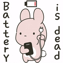 pink rabbit battery is dead empty batter need charging