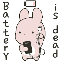 Pink Rabbit Sticker - Pink Rabbit Battery Is Dead Stickers