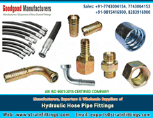 an advertisement for hydraulic hose pipe fittings shows various types of fittings