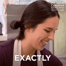 the great canadian baking show has a woman smiling