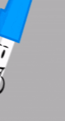 a white stick with a blue lightning bolt on it 's head .