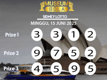 a poster for the museum bola sidney lotto on june 15th