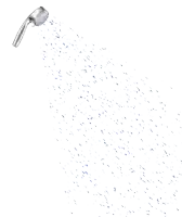 a shower head is spraying purple drops of water