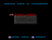 a black screen with a red arrow pointing to a load game menu