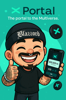 a cartoon of a man with a beanie that says blazord