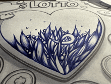 a drawing of a heart with the word lotto written above it