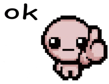 a pixel art of a person giving a thumbs up and the word ok below it .