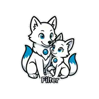a sticker of a fox and a kitten with the word filter on the bottom