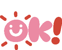 Ok Smiley Face On Ok In Pink Bubble Letters With Red Exclamation Point Sticker - Ok Smiley Face On Ok In Pink Bubble Letters With Red Exclamation Point Alright Stickers