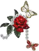 Red Rose And Butterflies Sparkles Sticker - Red Rose And Butterflies Sparkles Glitter Ball Stickers
