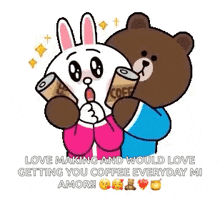 Brown And Cony For You GIF - Brown And Cony For You Coffee GIFs
