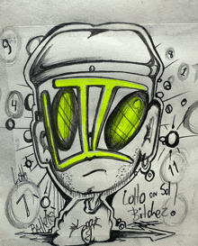 a drawing of a man with the word lotto on the top