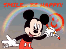 smile be happy mickey mouse rainbow smiley