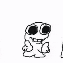 a black and white drawing of a cartoon character with horns and sunglasses .