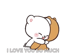 a cartoon of a bear kissing another bear on the cheek .