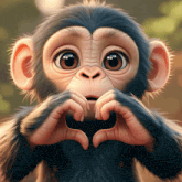 a cartoon monkey making a heart with its hands