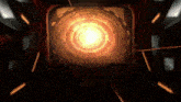 a glowing object in the middle of a dark room with a light coming out of it