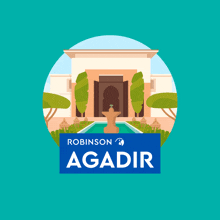 an illustration of a building with a sign that says robinson agadir